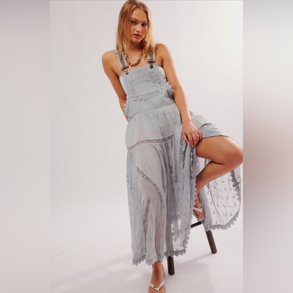 Free People Dresses & Skirts - Free People Trails End Skirtall in Pearl Blue size Medium NWT